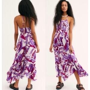 Free People Heat Wave Printed Floral Maxi Dress Women’s Purple Size Large